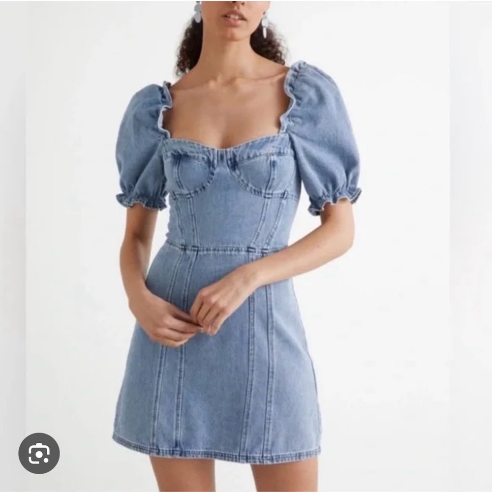 & Other Stories Puff Sleeve Denim Dress